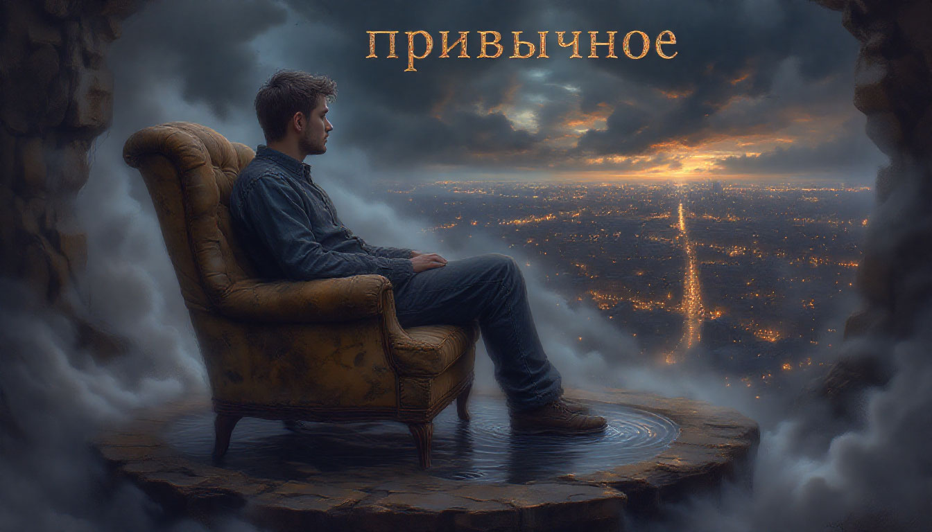 Мужчина в кресле осознает, что такое зона комфорта — маленький островок привычного в океане неизвестности.